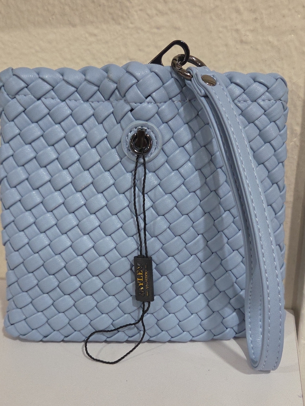 Jayley Collection Woven Light Blue Wristlet Bag